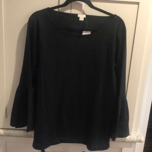 Black bell sleeve 3/4 shirt Jcrew